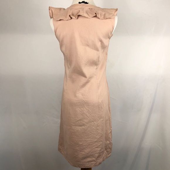 SAKS 5TH AVE Nude Pink Organza Ruffled Sleveless V-neck Mini Dress - Picture 3 of 10